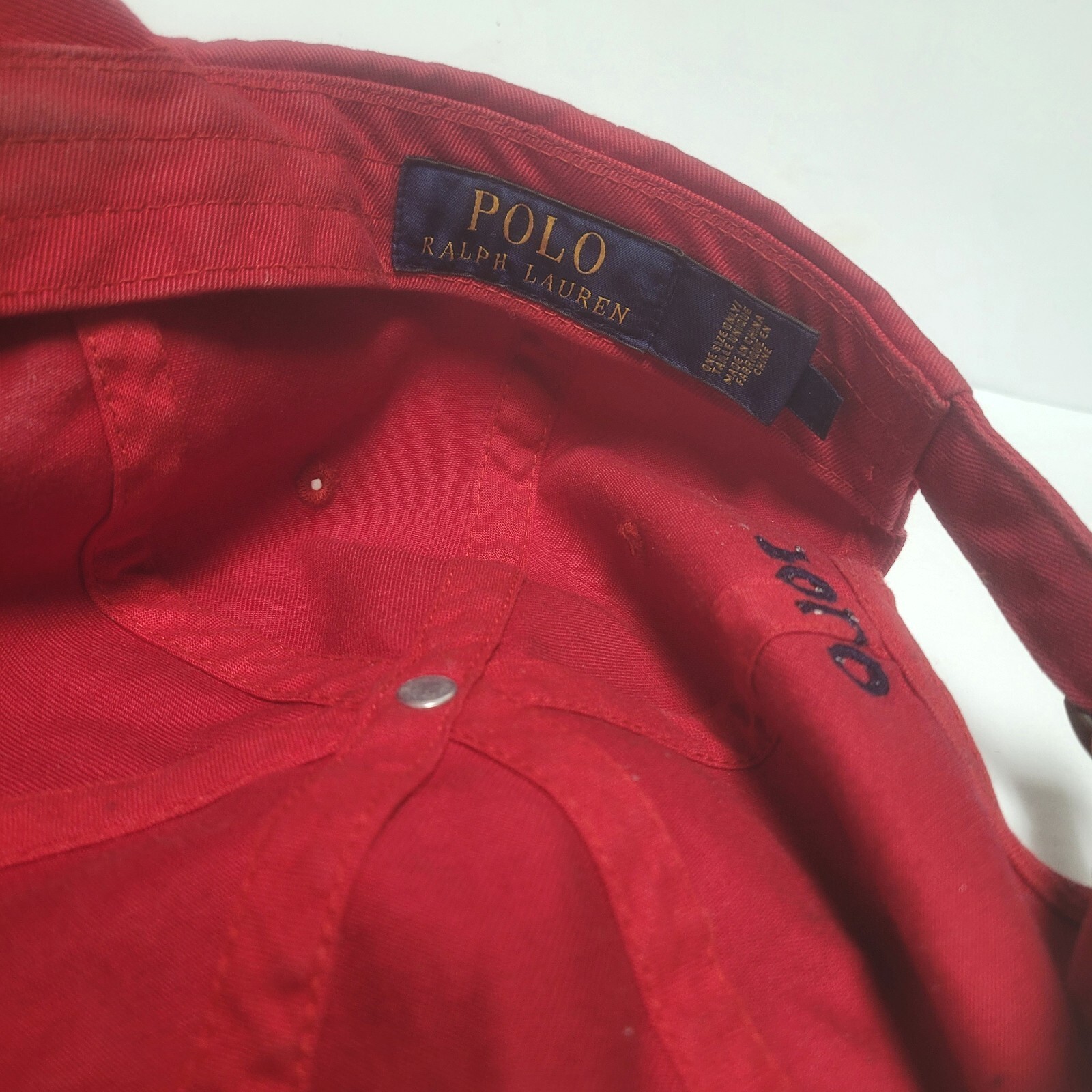 Cappello Polo Vintage Ralph Lauren Rosso Berretto Cinghia Regolabile Navy Pony Preppy Copricapo