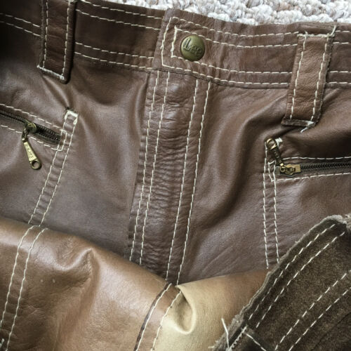 Vintage 60s Lee Suede Jeans Mens 34x34 Flared Hippie Pants Reversible Rare - Picture 7 of 16