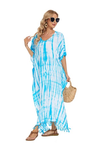 Beautybatik Hippie Tie Dye Kaftan Loungewear Maxi Plus Size Long Dress XL to 4X - Picture 162 of 176