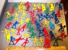 vintage 52 cowboys  indians mini plastic figures, various colors  designs