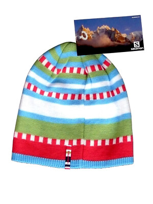 SALOMON JUNIOR Stripe Beanie, Wintermütze, Skimütze, Einheitsgröße, NEU / 353074