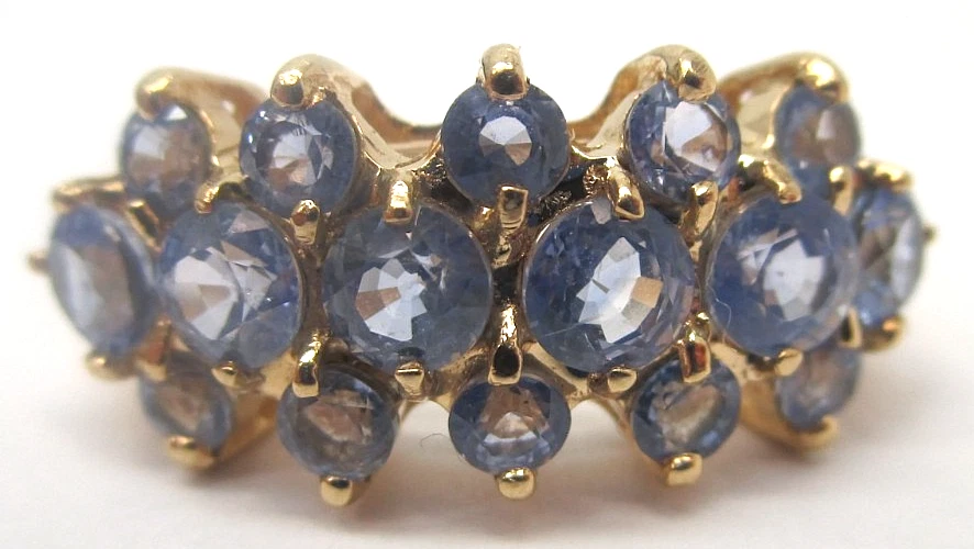 Anillo banda vintage de tanzanita de oro amarillo de 14 k 2,25 quilates TW tanzanita natural talla 8,5 Foto 2 de 4