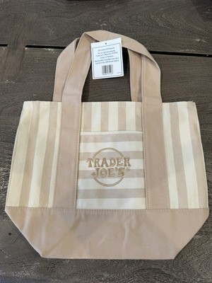 *Limited Edition* TRADER JOE''S Pastel *BEIGE/TAN'' Canvas Mini Tote FREE SHIPPING