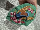 Used Excellent Green Fabric Headband Hummingbird Floral Embroidery Women — photo 1