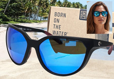 COSTA DEL MAR matte black/blue mirror MAYFLY polarized 580G sunglasses NEW 