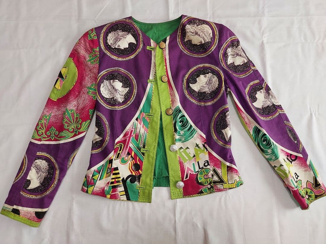 USED VERSACE VINTAGE GRAPHIC PT COLLARLESS JACKET ACCEPTABLE thumbnail 2