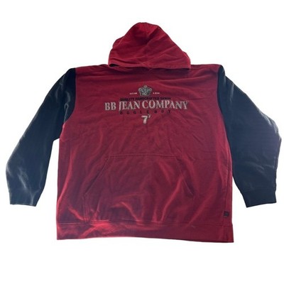 Vintage Bugle Boy Hoodie Mens Large Red Black Pullover Fleece Cotton Royalty