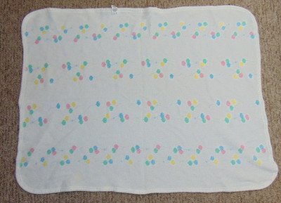 Vintage Baby Morgan Waffle Knit Receiving Blanket 80s Pastel Balloons Cotton USA