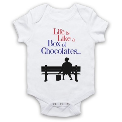 FORREST GUMP LIFE IS LIKE A BOX OF CHOCOLATES SPRUCH BABY WACHSEN BABYANZUG GESCHENK