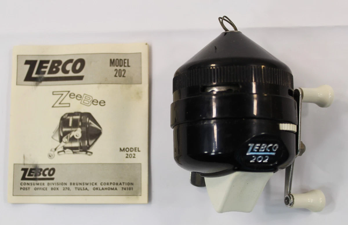 Moulinet De Pêche Vintage Zebco 202 Spincast – USA, Pied Métal 3 Rivets, Noir