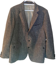 Sport Coat Mens 44L Textured Tweed Vintage USA Made Brown Gray