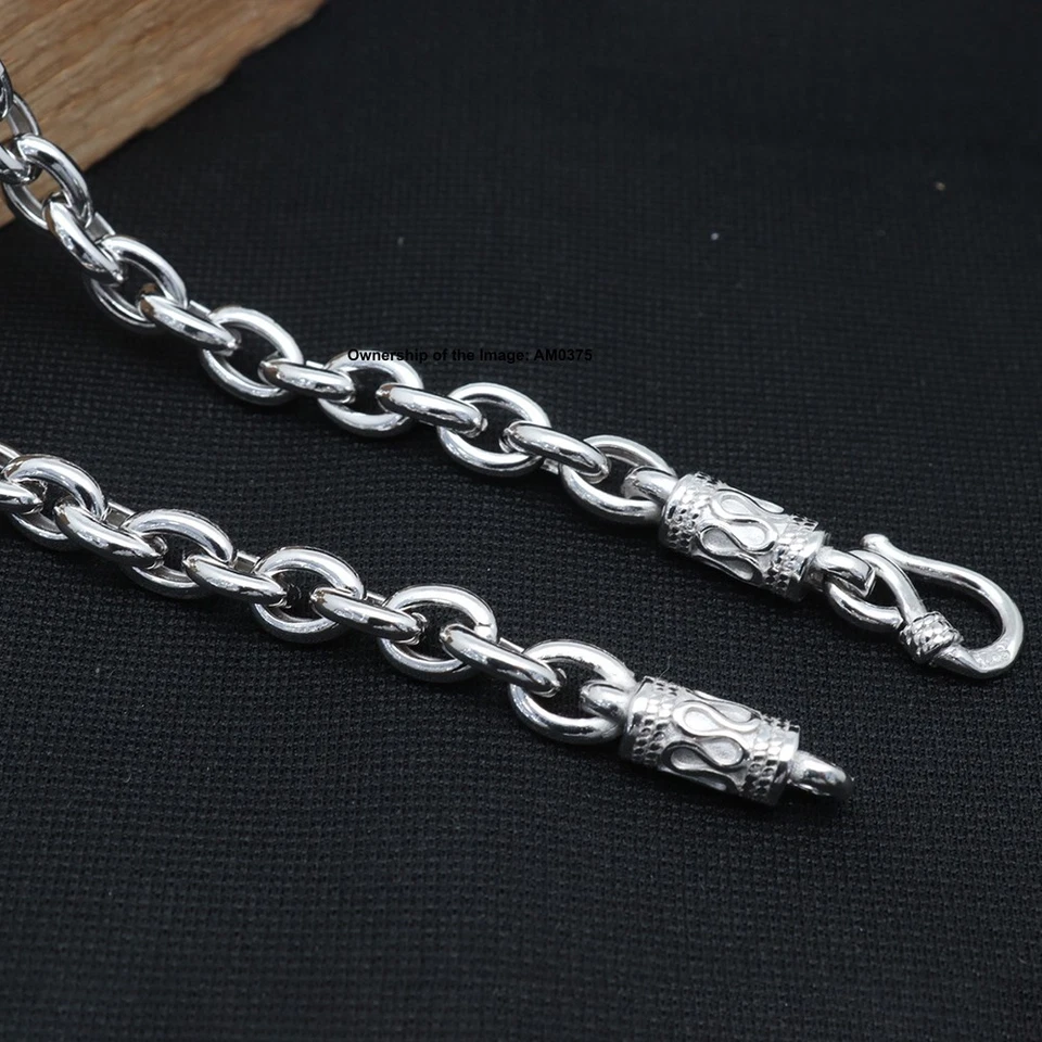 Real 925 Sterling Silver Necklace 6mm Cable Link Chain Men's Necklace 21.6inch L - Image 4 of 4