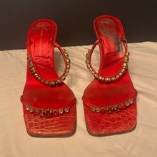 Rare Vintage - Giuseppe Zanotti Red Satin Jewel Heels