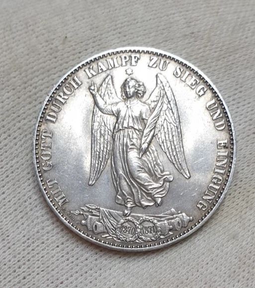 Wurttemberg 1871 Unc 1 Thaler Victory Over France Silver Germany German State - Image 4 of 4