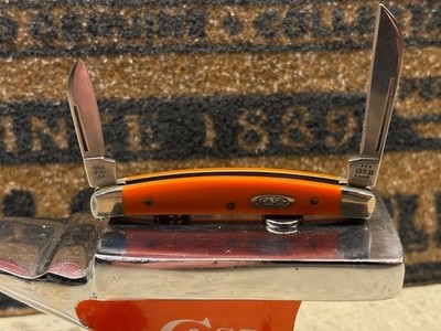 CASE SMALL SYNTHETIC ORANGE HALF CONGRESS KNIFE NEVER USED IN BOX  #4268 SS