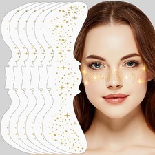 Glitter Freckle Face Tattoos - 6 PCS Gold Temporary Face Freckle B0DK8XVWGD