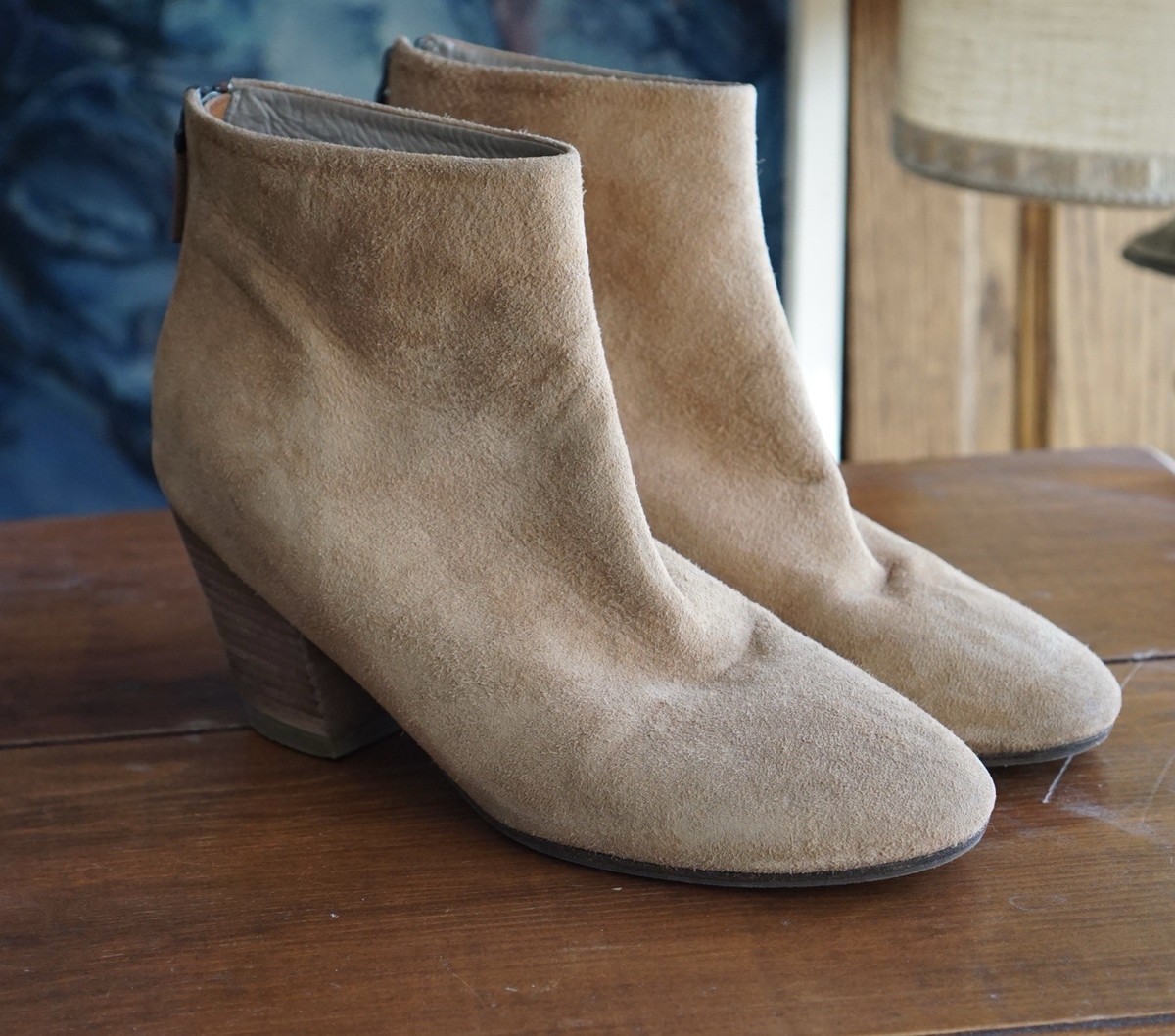 Marsell Ankle Zip Boot Camel Tan Leather Suede Women 38  display picture 3