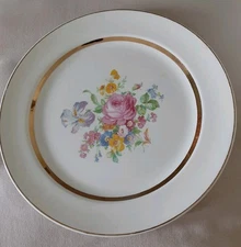 The Cronin China Co Ohio National Brotherhood Potters 9” Gold Ring Plate Flower