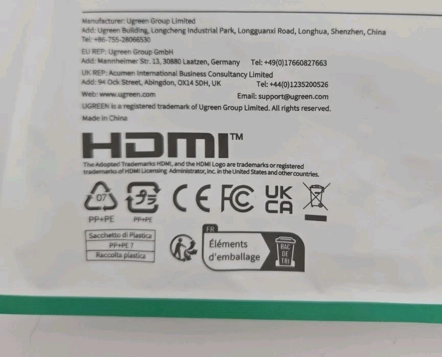 UGreen 4K DisplayPort DP 1.2 Male to Male Cable HDMI 2 Meter 6 Feet Passive  - Image 3 of 4