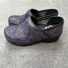 Sanita Clogs Shoes Womens Size 36 Purple Floral Danish Nursing Comfort Workwear