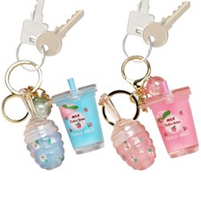 Honey Lip Oil Keychain Makeup Lip Gloss Milk Tea Design Keychain 2in1 Great Gift