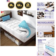 Twin XL Dual Layer 3 Inch Memory Foam Mattress Topper for College Dorm Room E...