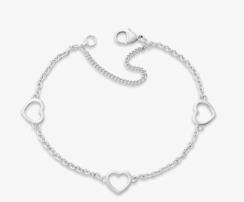 James Avery NWOT Small Sterling Silver Heart Station Charm Bracelet