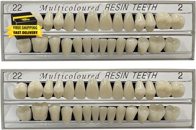 56 Pcs False Teeth Fake Teeth 2 Sets Synthetic Resin Dental Tooth, Upper Lower D