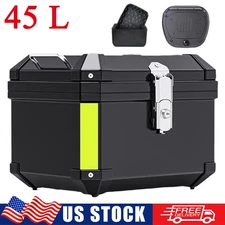 45L Motorcycle Luggage Tail Box Universal Scooter Trunk Storage Top Case Black