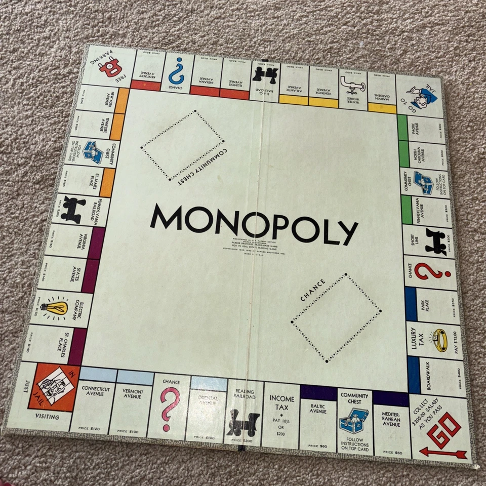 Vintage Popular Edition Monopoly Black Game *Board Only* By Parker Brothers 1954 - Image 3 of 4