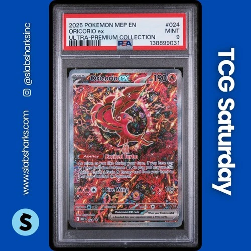 2025 POKEMON MEP BLACK STAR PROMO MEGA CHARIZARD UPC #024 ORICORIO EX PSA 9