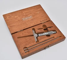 Vintage L.S Starrett Co. No. 440 Depth Micrometer ~ Wood Case