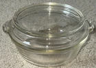 Vintage Pyrex Clear Glass Casserole Dish Round Scalloped Handle 023-623B W/ Lid