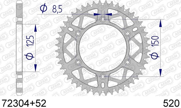 Corona Afam 72304+52 In All. Passo 520 KTM SX 200 2002-image