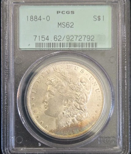1884-O Morgan Silver Dollar PCGS MS62 OGH Old Green Holder Toned