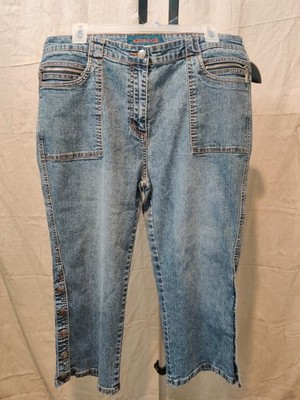 Vintage Adolfo Capri Jeans Women's Size 14 Straight Leg Button Sides Medium Wash
