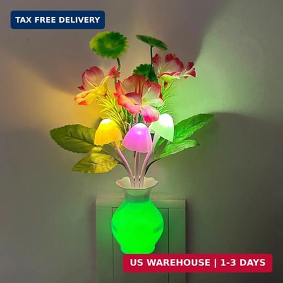 Sensor LED Night Light, Color Changing Flower Night Light Plug-in Wall Based Mus