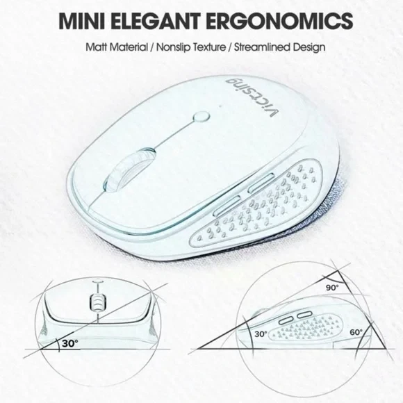 Victsing Mini Wireless Mouse Model PC254A laptop 2.4GHz 6 buttons Mint Green - Image 2 of 4