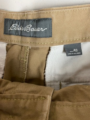 Eddie Bauer Men's Size 40 100% Cotton Casual Flat Front Tan Shorts - Picture 8 of 8