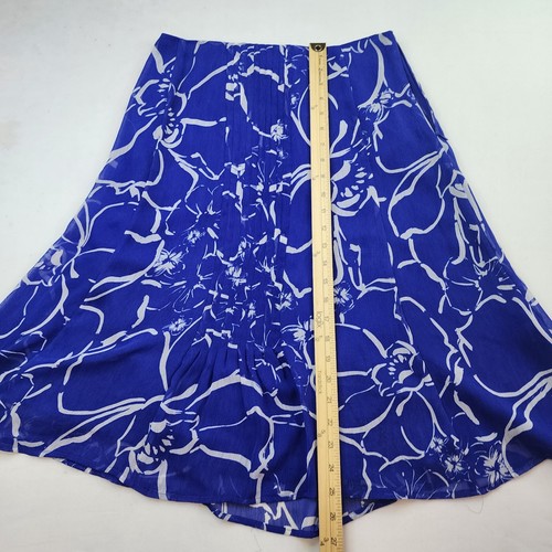 Chadwick Vintage Skirt 6 blue Floral Beach Midi Flowy Pleated Vacay Coastal Boho - Picture 2 of 9