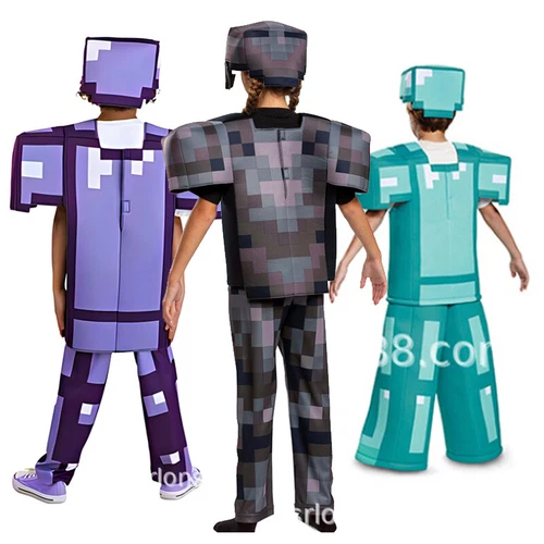 Kids Minecraft Halloween Cosplay Costume Jumpsuit Fancy Dress Party Outfit W1 - Picture 16 of 34