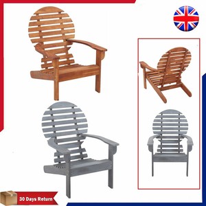 Garden Adirondack Chair Solid Acacia Wood Outdoor Lounge Deck Armchair Seat Ebay