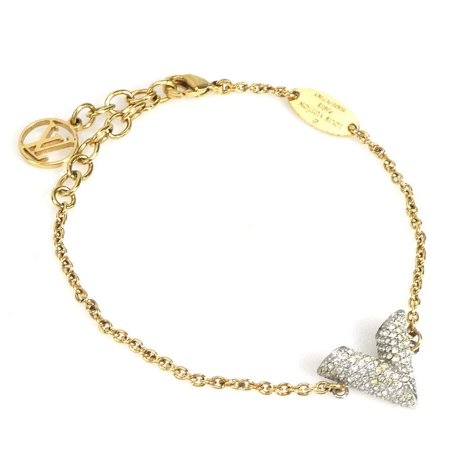 Auth LOUIS VUITTON Essential V Bracelet Gold/Silver Metal M68034  