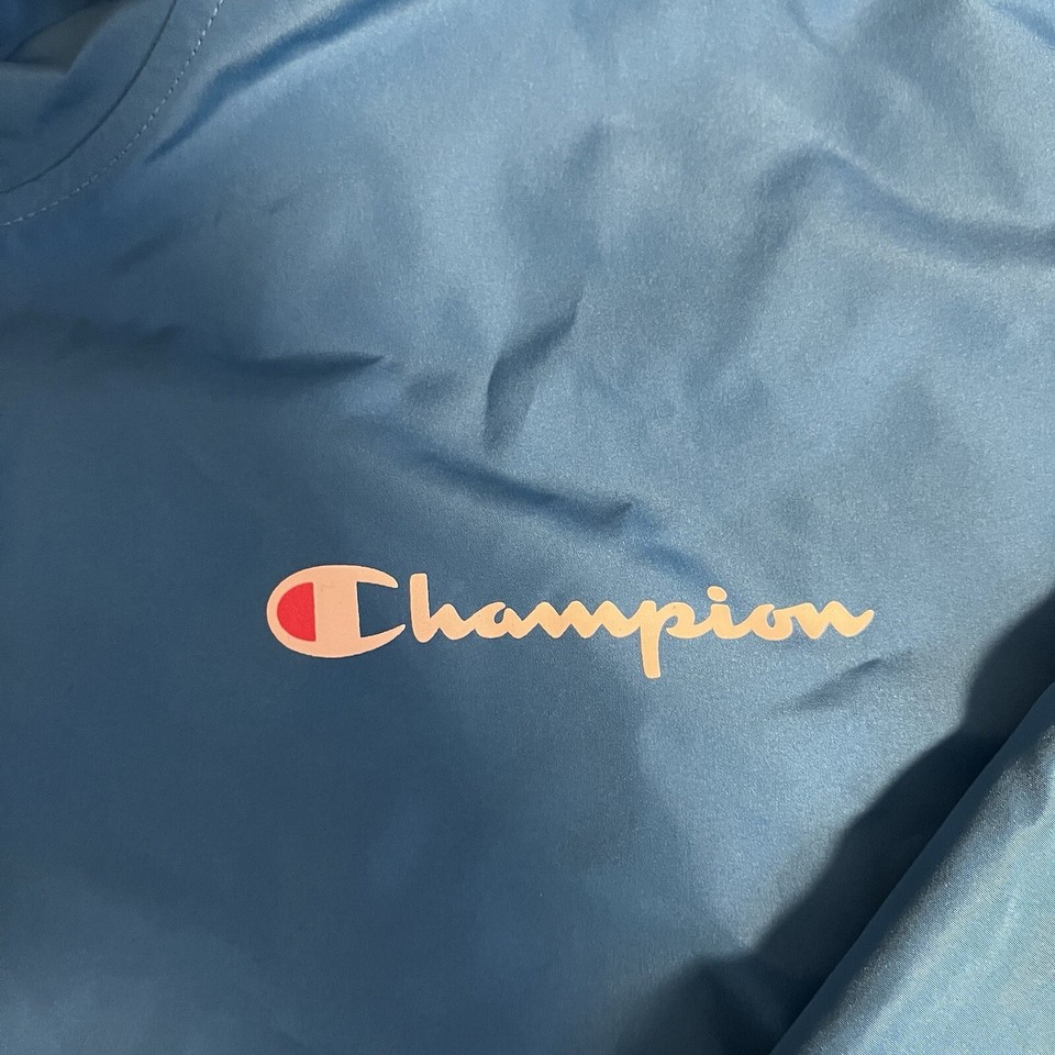Champion Men's Packable HalfZip Hooded WaterResistant Jacket Blue