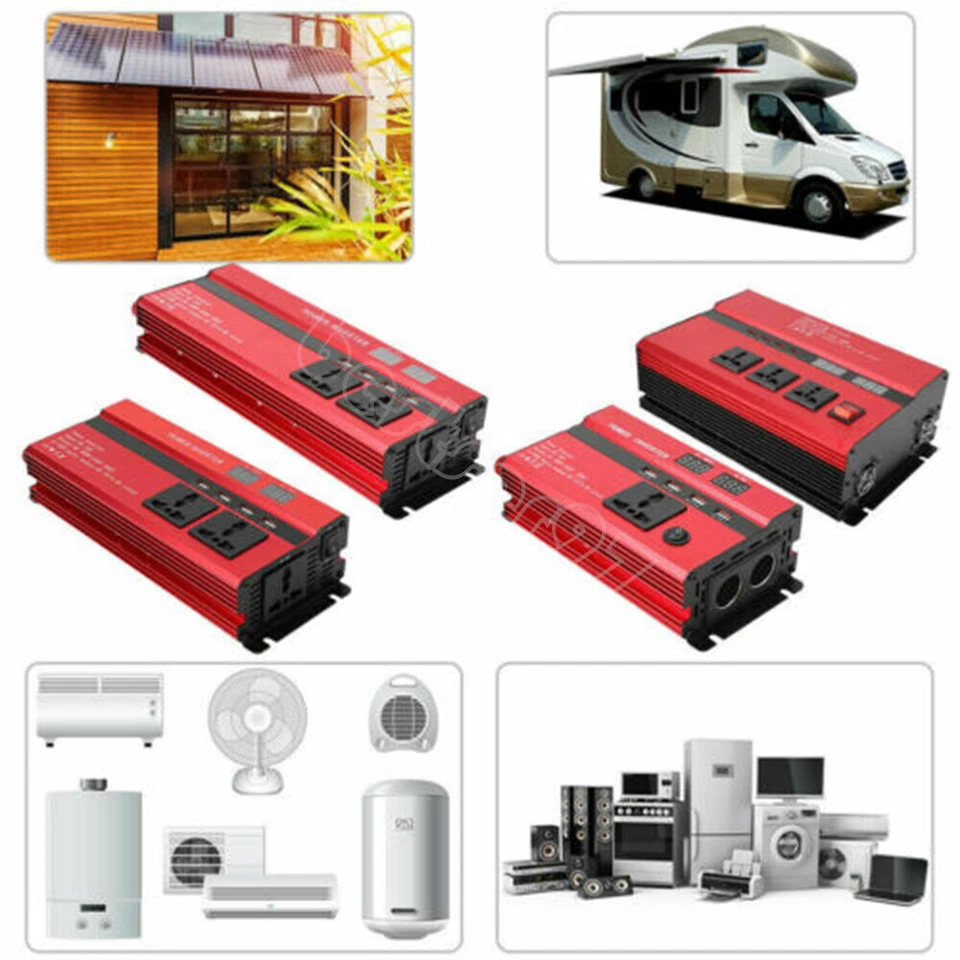 10000W Car Solar Power Inverter DC12V 24V To AC110 220V Modified Sine Waveform - Image 2 of 4