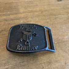 Vintage English Leather Belt Buckle Brass Square 70s nice