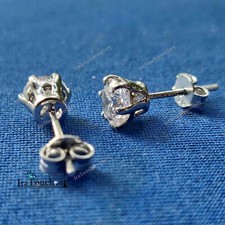 2Ct Lab Created Diamond 6 Prong Solitaire Stud Earring 14K White Gold Finish