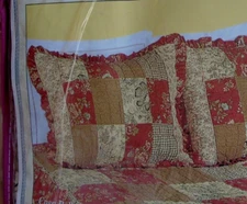 NEW Heritage Pillow Sham Ruffles Heirloom CASA BELLA Standard Patchwork Quilted