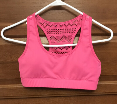 Zyia Active Hot Pink Bomber Sports Bra Lace Razorback Size Small