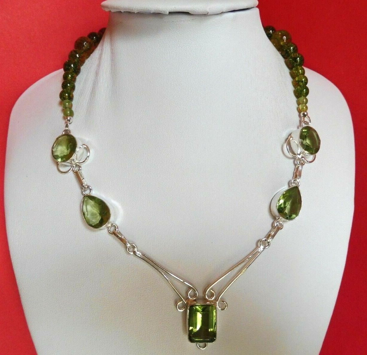 Collier en péridot véritable 180 carats de style aérien